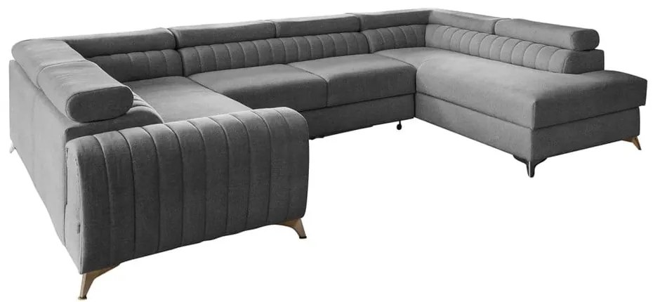 Colțar gri închis extensibil/cu spațiu de depozitare (cu colț pe partea dreaptă/în formă de "U") Louis – ELTAP