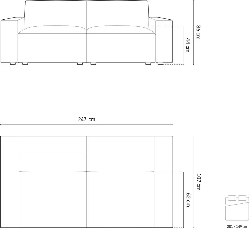 Canapea extensibila 3 locuri, Jodie-78, Micadoni Home, 247x107x86 cm, tesatura structurata, bej deschis