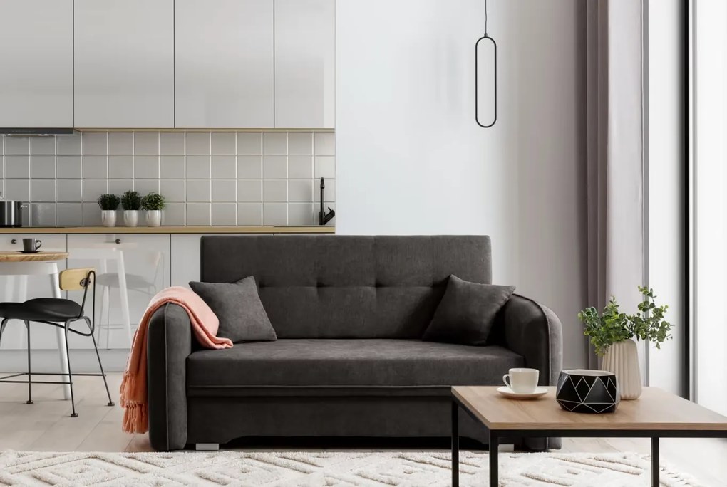 Canapea extensibila pentru 2 persoane LAINE, gri inchis