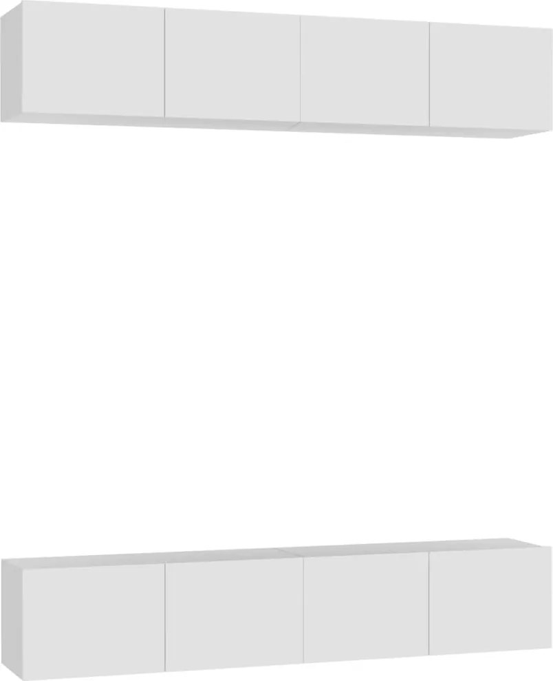 vidaXL Comode TV, 4 buc., alb, 80x30x30 cm, lemn compozit