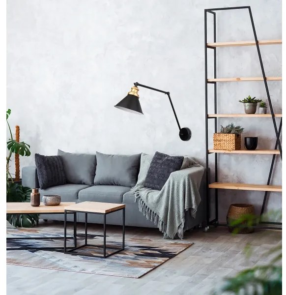 Lampă de perete FUNDO 1xE27/40W/230V negru/auriu