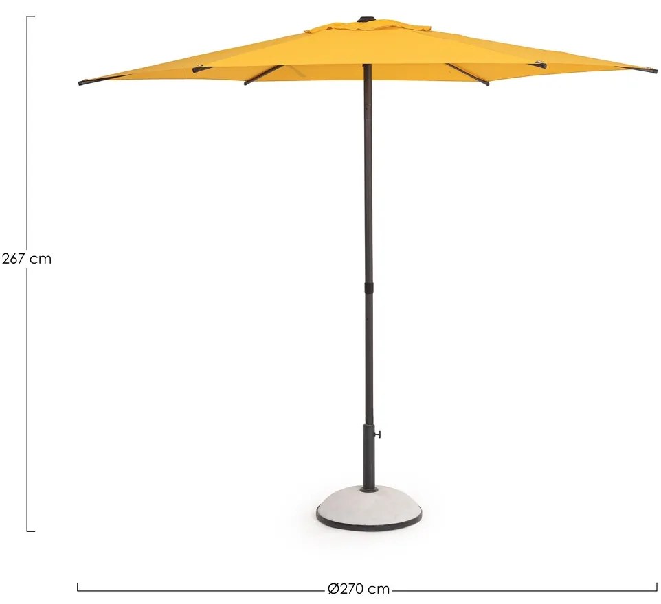 Umbrela pentru gradina / terasa Samba, Bizzotto, Ø 270 cm, stalp Ø 38 mm, otel/poliester, galben mimosa