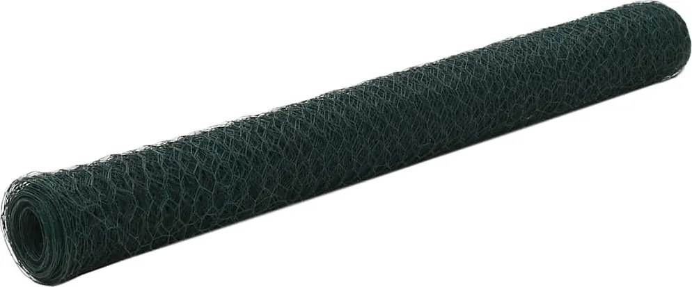 vidaXL Plasă de sârmă găini, verde, 25 x 1,2 m, oțel cu înveliș PVC