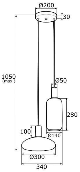 Lustră pe cablu SAGUNTO 2xE27/15W/230V alamă Argon 0896