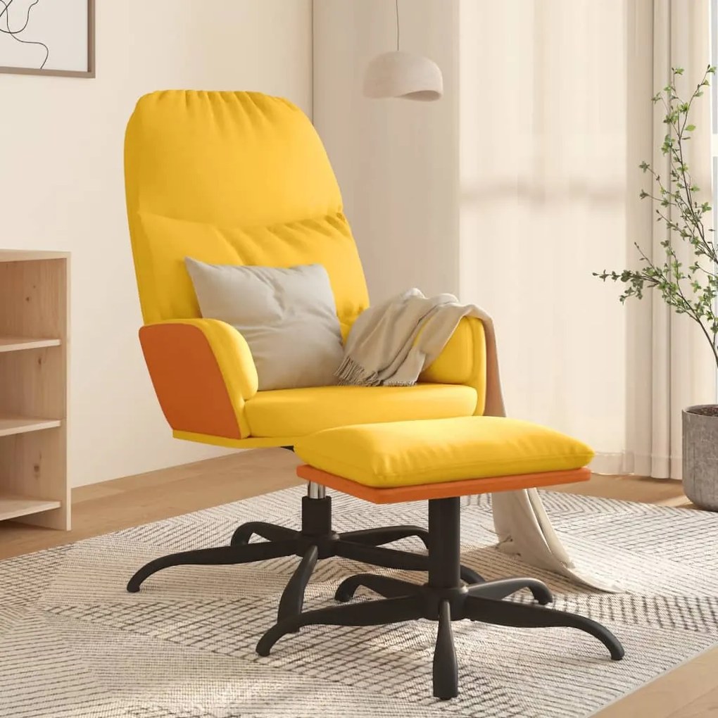 3097393 vidaXL Scaun relaxare cu taburet, galben muștar, textil