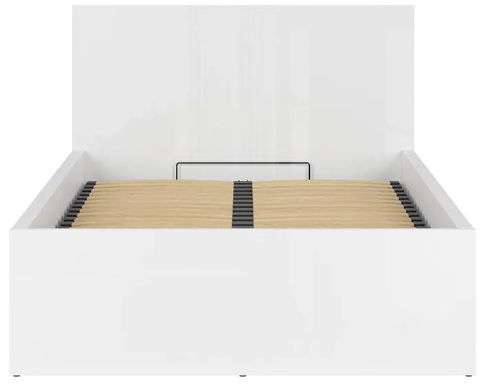Pat de o persoană 120 cm Tetrix 6 (alb lucios) (cu somieră) (cu sp. depozitare). Promo -30%. 1098485