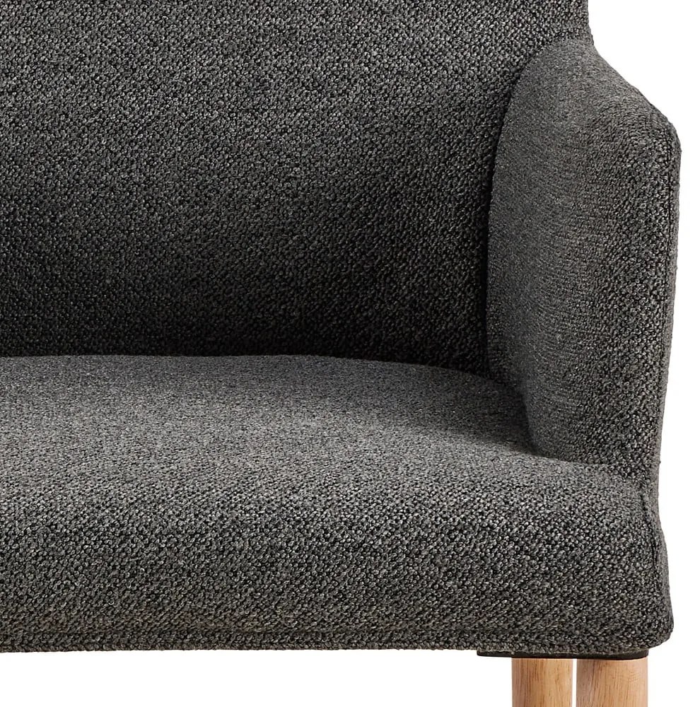 Scaun de sufragerie gri cu cotiere tapițat Zoe – Actona