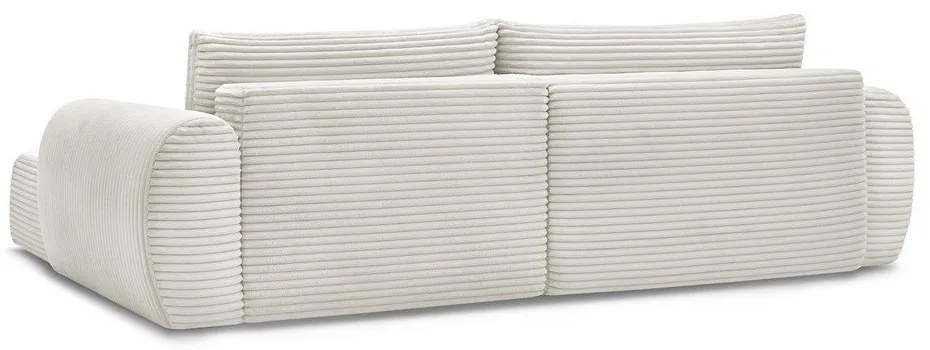 Colțar crem extensibil cu tapițerie din catifea reiată (cu colț pe partea dreaptă) Lucien – Bobochic Paris