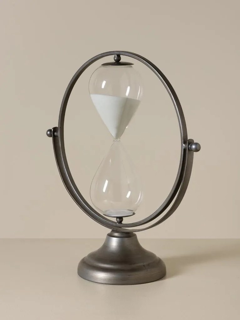 Clepsidră decorativă din fier și sticlă, H45,5 cm, "Orbit"