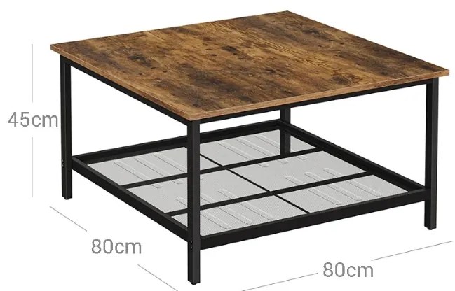 Masa de cafea TAYLOR 80x80 cm, maro rustic