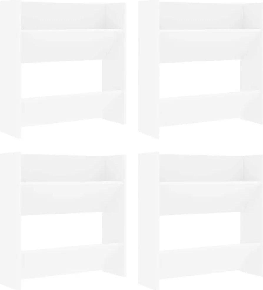 vidaXL Pantofare de perete, 4 buc., alb, 60x18x60 cm PAL