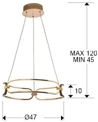 Lustra LED suspendata design ultra-modern 47cm Colette auriu roze