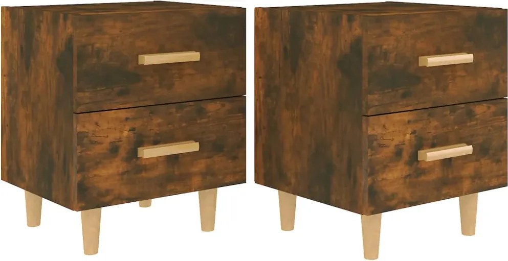 vidaXL Noptiere, 2 buc., stejar afumat, 40x35x47,5 cm