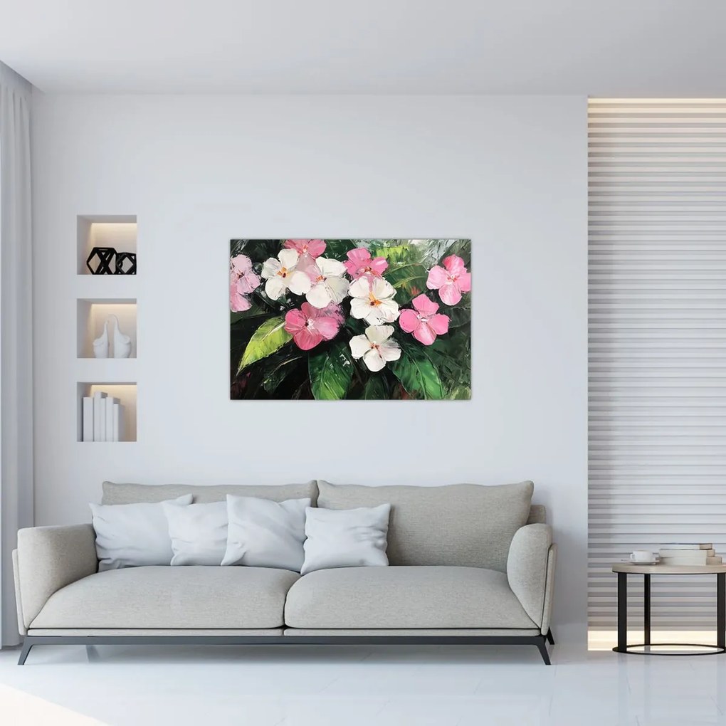 Tablou - Flori roz și albe (90x60 cm)