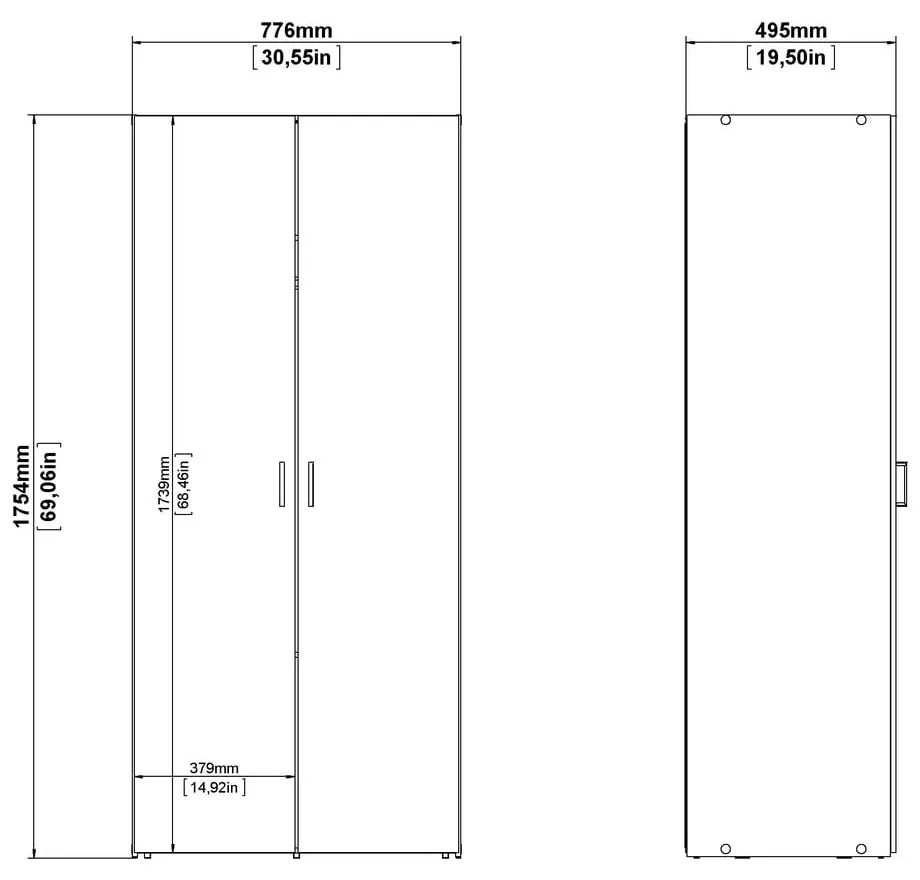 Șifonier alb 78x175 cm Space – Tvilum