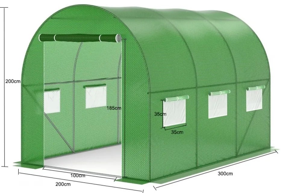 Folie solar de grădină, 2x3x2 m, 6 m², PE armată, rezistentă 140g/m2, cu filtru UV4, Verde, GH23C,