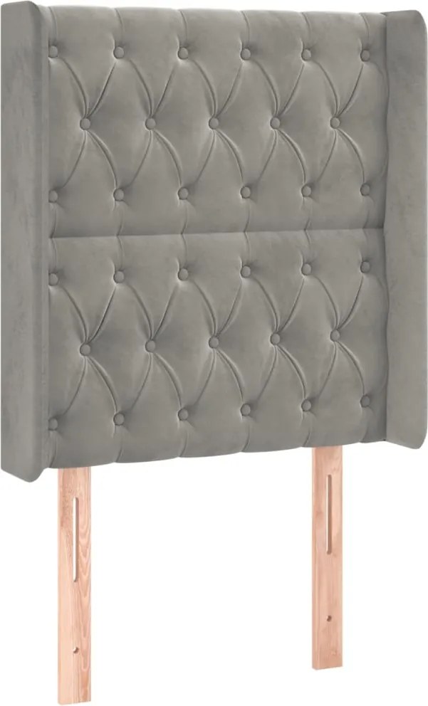 vidaXL Tăblie de pat cu aripioare gri deschis 83x16x118/128 cm catifea
