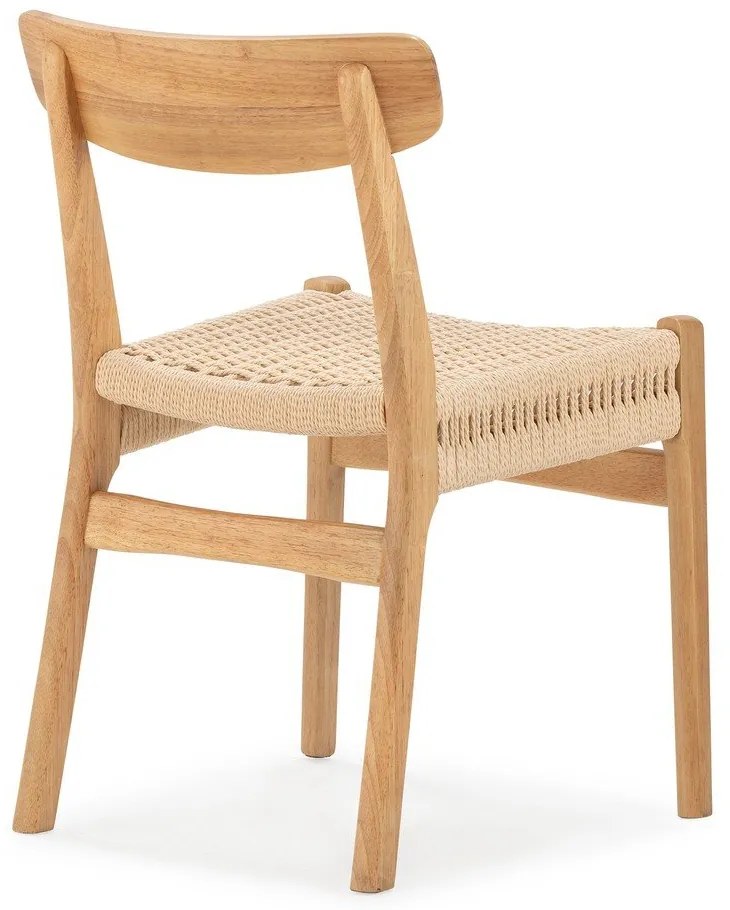 Scaune de dining în culoare naturală 2 buc. din lemn de arbore de cauciuc Biel – MOME