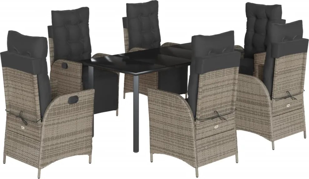 vidaXL Set mobilier de grădină cu perne, 7 piese, gri, poliratan