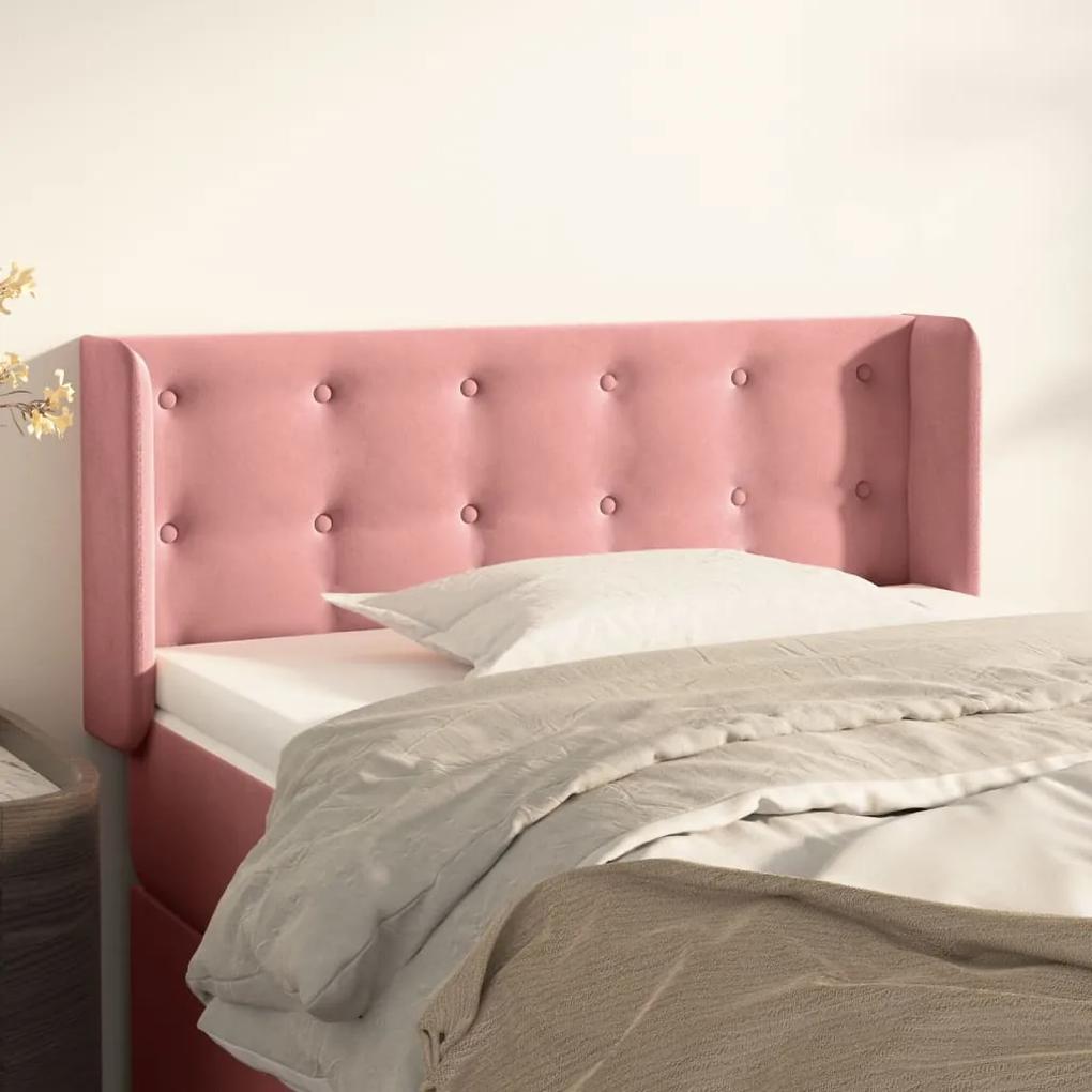 3119237 vidaXL Tăblie de pat cu aripioare roz 83x16x78/88 cm catifea