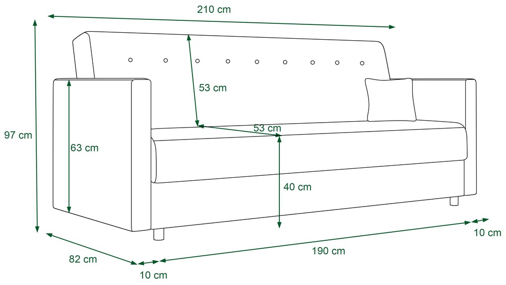 Canapea trei locuri Momentum (Negru + Alb). 1056711