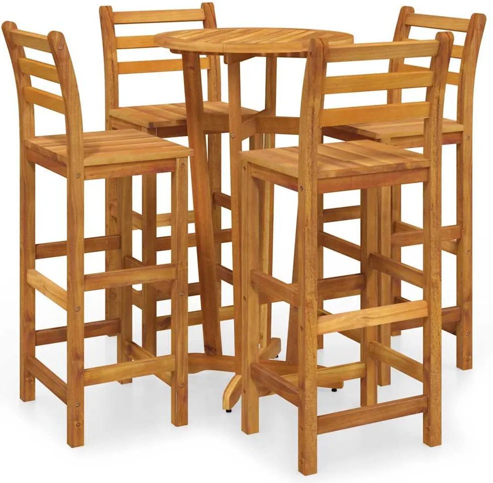 vidaXL Set bar de grădină, 5 piese, lemn masiv de acacia