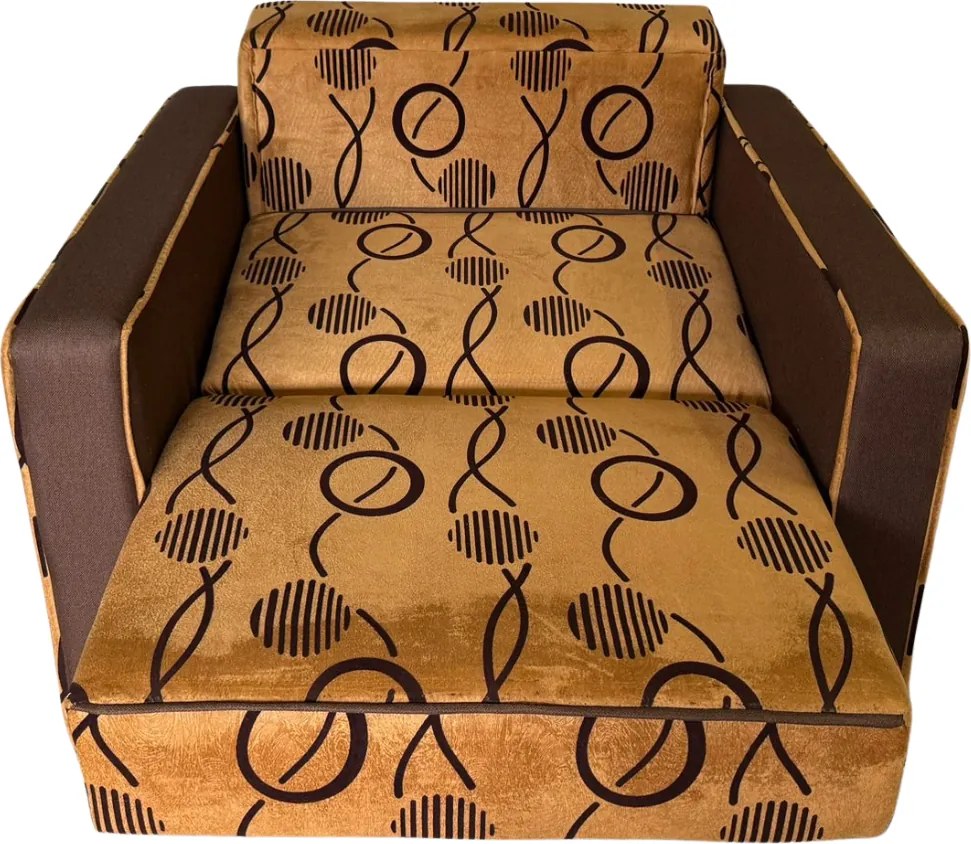 Fotoliu SAMY NEXT extensibil, cu lada de depozitare, stofa maro, cadru metalic, 103x100x92 Stofa, Maro + Bej