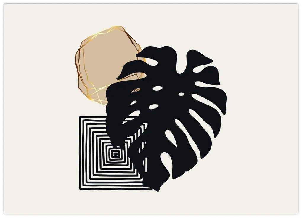 Tablou - Abstracție cu frunze tropicale N⁰2 (70x50 cm)