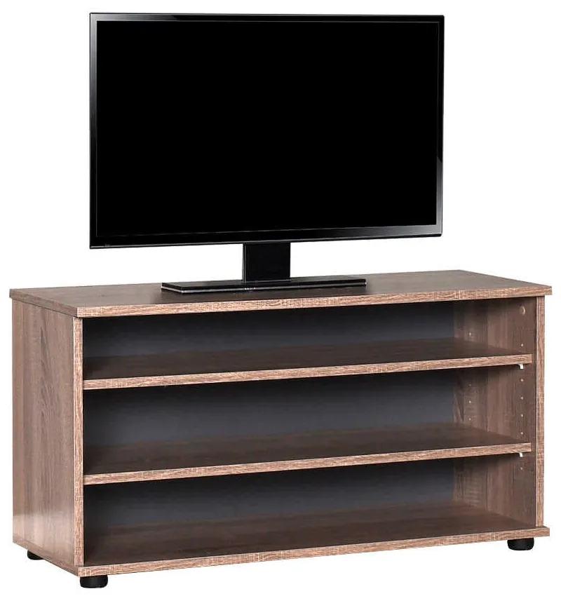 Comoda TV Adore Flat Line, 3 rafturi, Latte, 90x48x35 cm