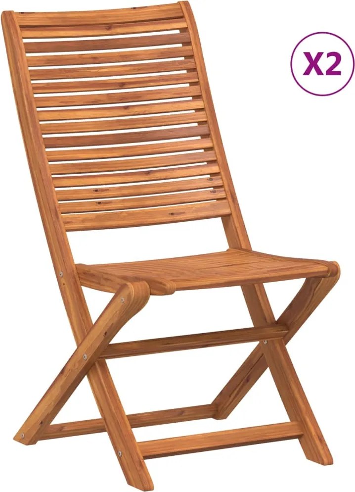 vidaXL Scaune de grădină pliabile, 2 buc., lemn masiv acacia