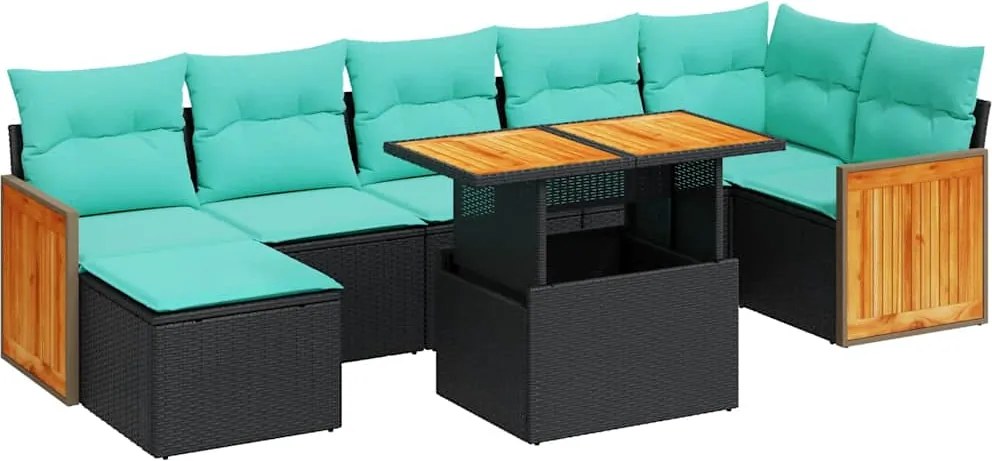 vidaXL Set canapele grădină cu perne 8 piese gri poliratan/lemn acacia