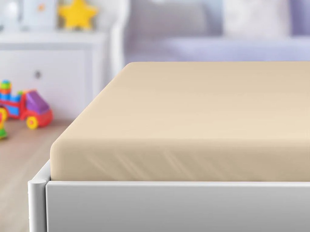 Cearsaf Jersey pentru patut copil bej deschis 70 x 140 cm
