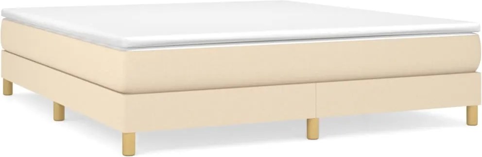 vidaXL Pat box spring cu saltea, crem, 160x200 cm, material textil