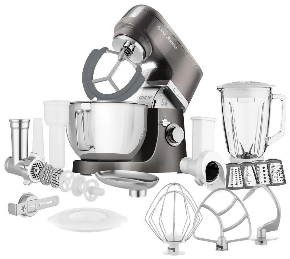 Robot de bucătărie cu castron din oțel inoxidabil Sencor 1000W/230V gri