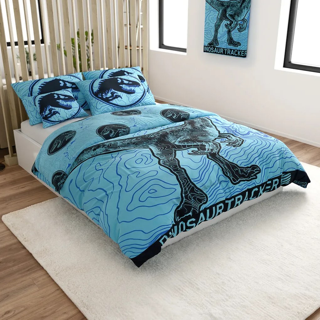 Lenjerie de pat din bumbac fosforescenta JURASSIC WORLD albastru Dimensiune lenjerie de pat: 70 x 90 cm | 140 x 200 cm