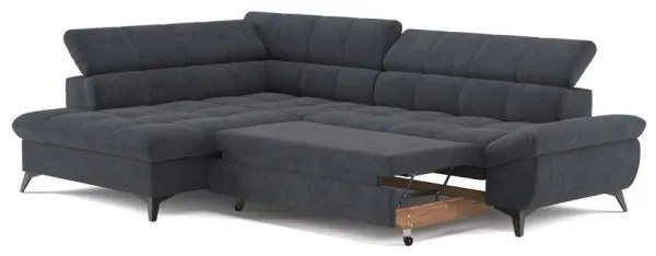 Canapea colțar extensibilă în L MARANO stânga negru