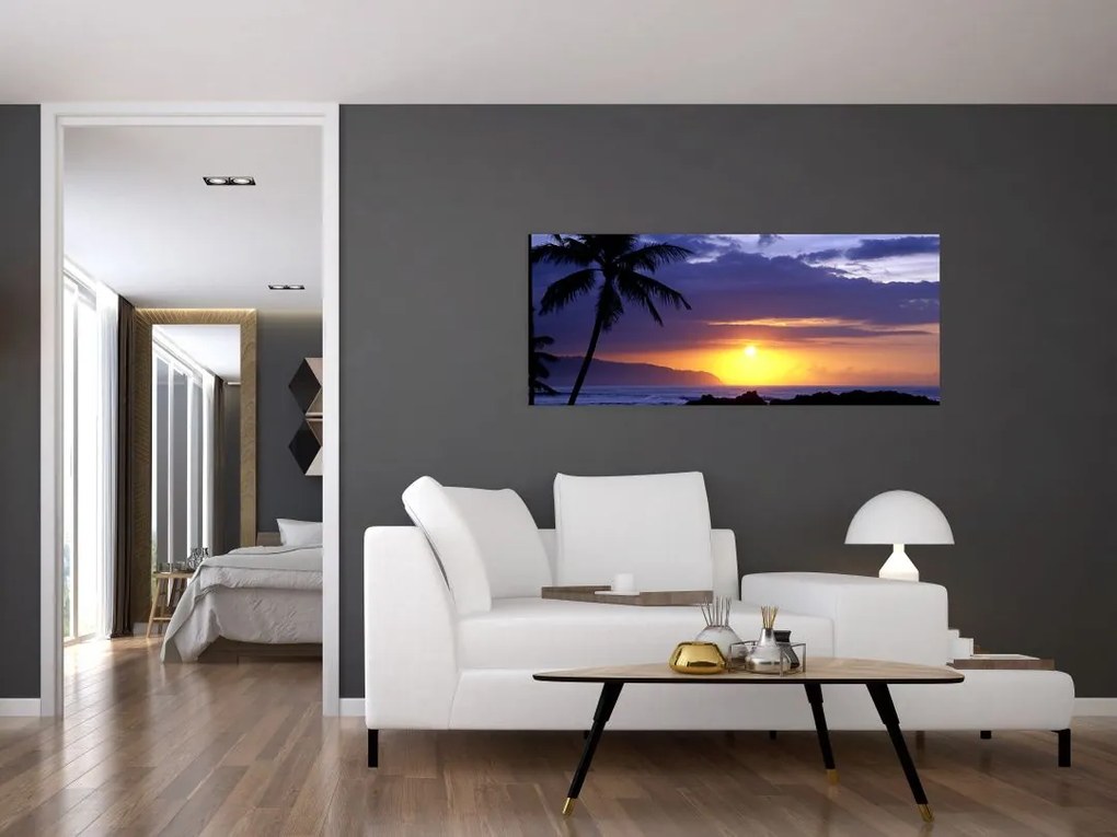 Tablou cu apus de soare deasupra mării (120x50 cm)