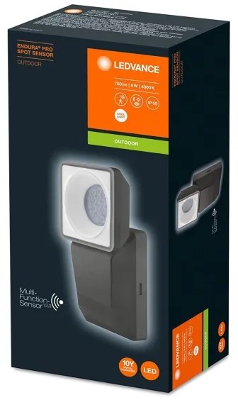 Aplică LED de exterior cu senzor SPOT LED/8W/230V IP55 neagră Ledvance