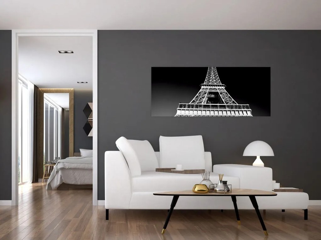Tablou - Turnul Eiffel, alb-negru (120x50 cm)