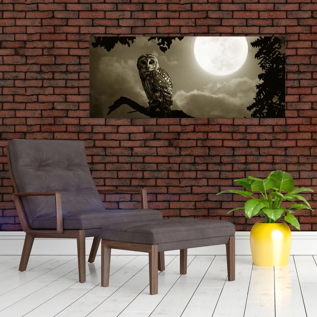 Tablou - Bufniță de noapte, auriu (120x50 cm)