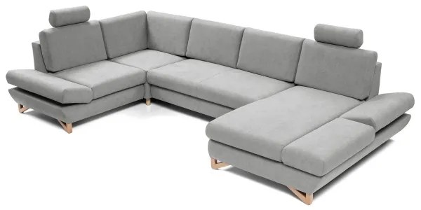 Colțar tapițat extensibil AVESTA, tip U, gri, cu spațiu de depozitare