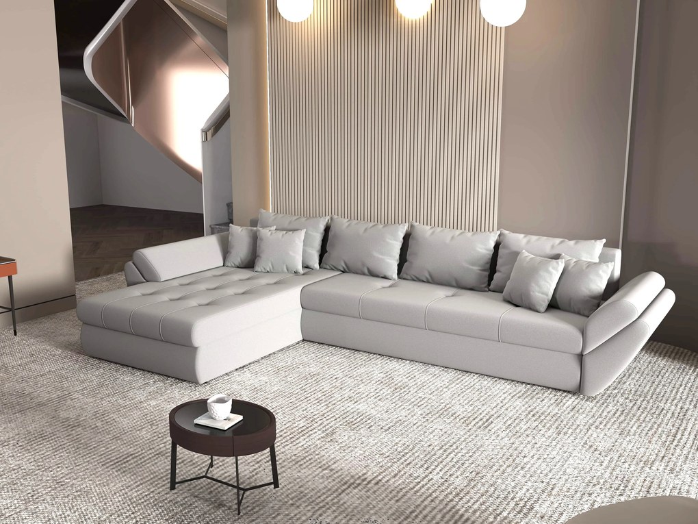 Colțar extensibil dumonde cu ladă de depozitare si sezut confortabil din spuma high-density, Loana XL Royal Antracit 335x185 cm