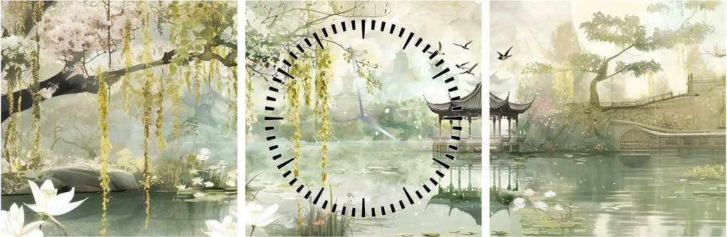 Tablou - Lac Chinezesc (cu ceas) (90x30 cm)