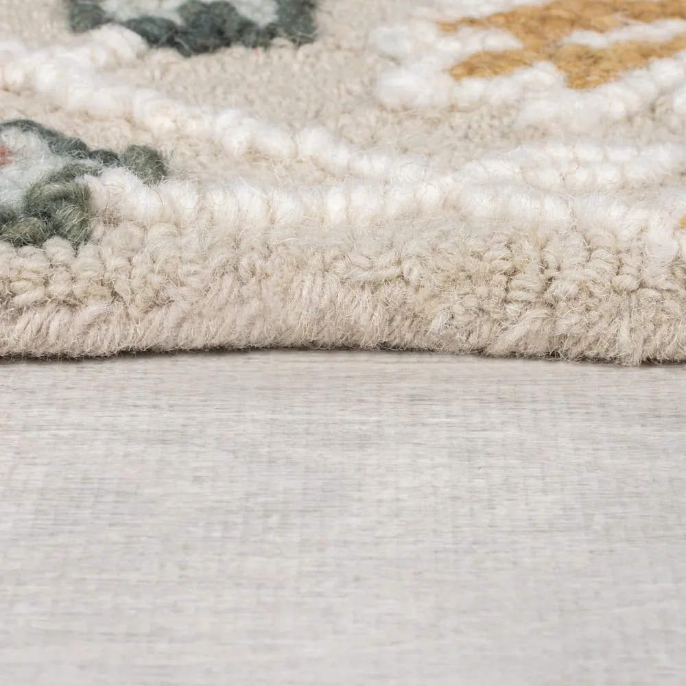 Covor roz deschis țesut manual din lână 200x290 cm Daphne Shaped Floral – Flair Rugs