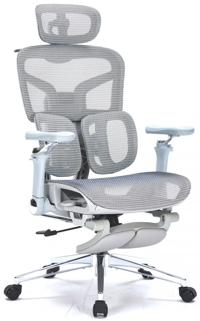 DeluxStar T9 MESH Premium – Scaun Ergonomic, Cotiere 6D, Suport Lombar Adaptiv, Spătar Reglabil pe Înaltime în 5 poziții, Mecanism Înclinare/Blocare, Mesh, Gri