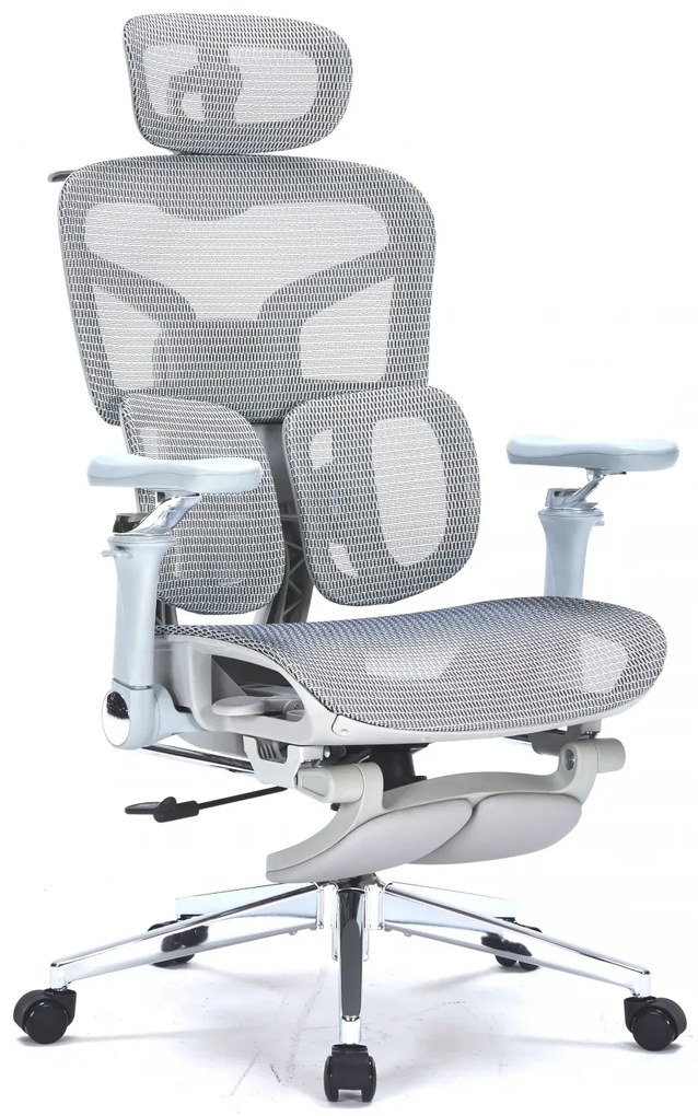 Scaun ergonomic premium DeluxStar T9 – cotiere 6D ultra moi, suport lombar adaptiv, spătar reglabil pe inaltime, tetiera 4D, mecanism multifunctional inclinare/blocare, pivotant, Mesh, Gri