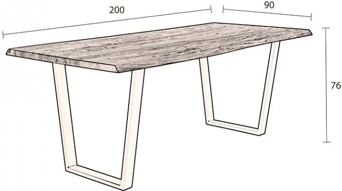 Masa dining maro/neagra din lemn de salcam si fier 90x200 cm Aka Dutchbone