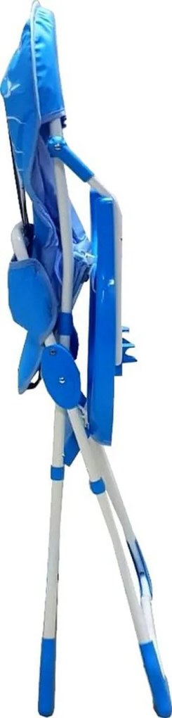 Scaun de masa pentru copii si bebe Baby Care™ CH ,pliabil, centura de siguranta, sezut comfortabil, masuta detasabila, model Micul Marinar, Albastru