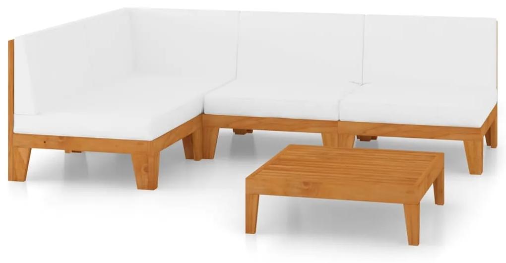 3058144 vidaXL Set mobilier de grădină cu perne, 5 piese, lemn masiv acacia