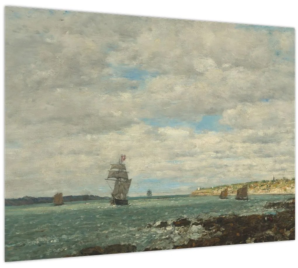 Tablou pe sticlă - Eugène Boudin, Coast of Brittany, reproducere (70x50 cm)